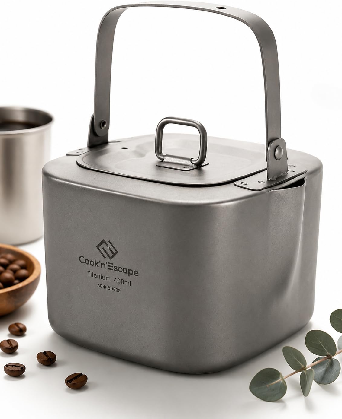 Amazon.co.jp: COOK'N'ESCAPE チタン ケトル 400ml 角型 クッカー ミニ