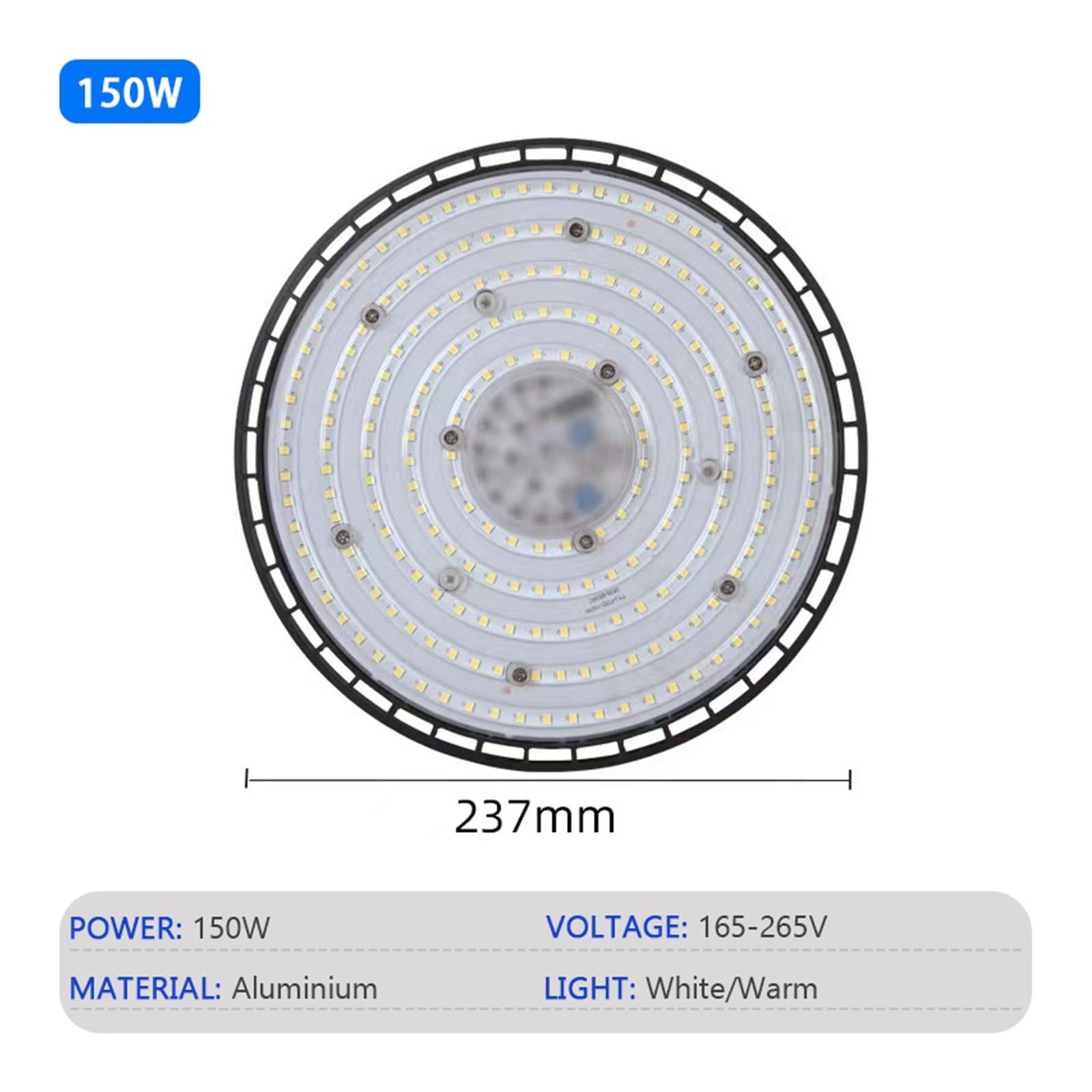 Światło LED High Bay 100W 150W 200 W aluminiowa obudowa wodoodporna lampa fabryka rynek magazyn oświetlenie przemysłowe (150 W, białe światło)