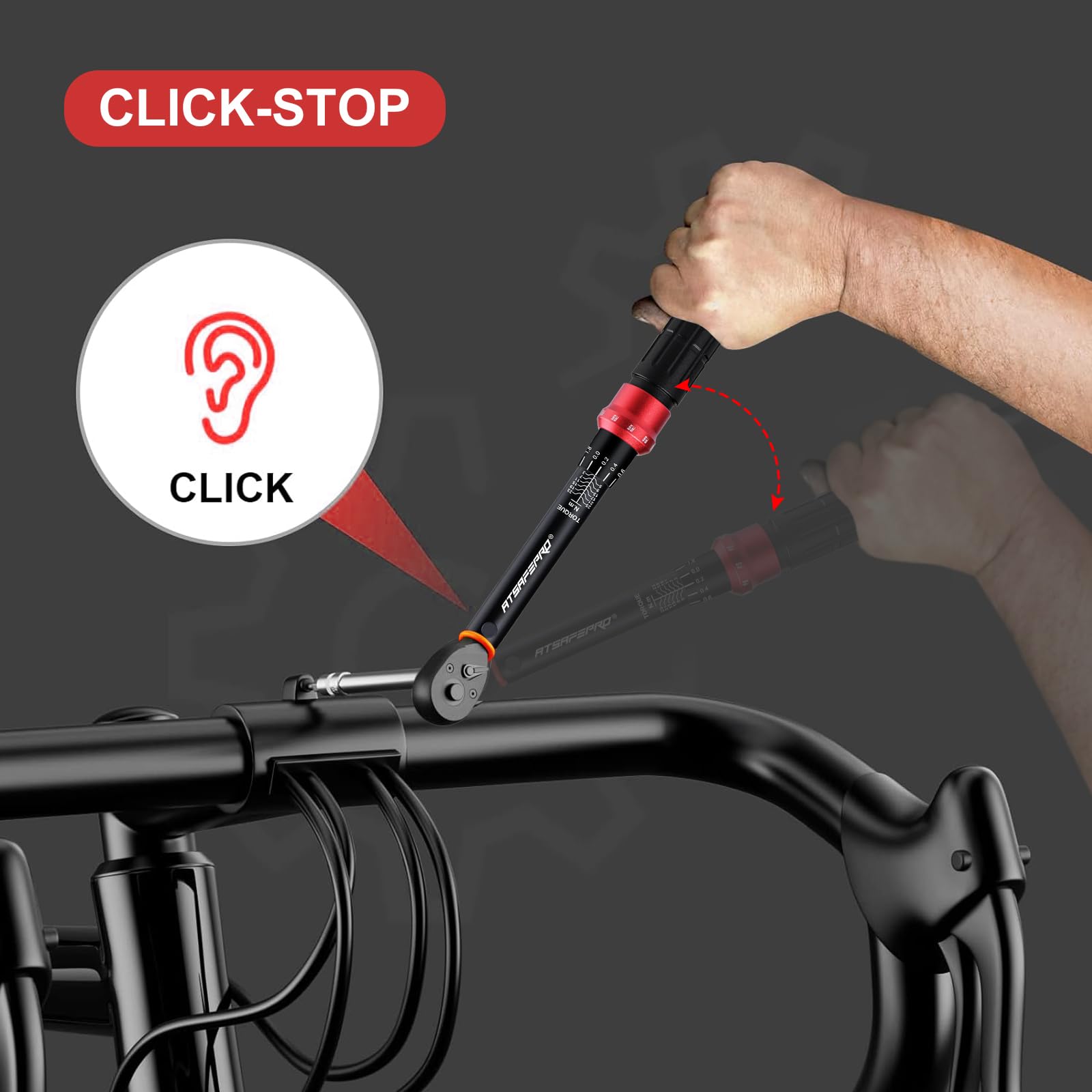 ATsafepro Momentsleutel voor fiets1/4 Inch 3-25Nm,Fiets momentsleutel 72 tanden Dubbele Richting Verstelbaar,±3% Foutnauwkeurigheid,voor onderhoud van fiets en motorfiets