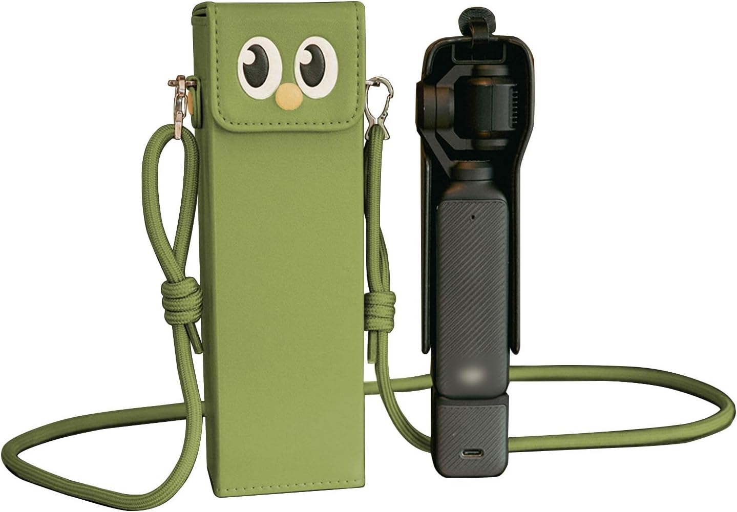 POPSEWING Pocket 3 Cover, Leather DJI Osmo Pocket 3 Protective Case Crossbody Strap for DJI OSMO Pocket 3 Accessories (Green)