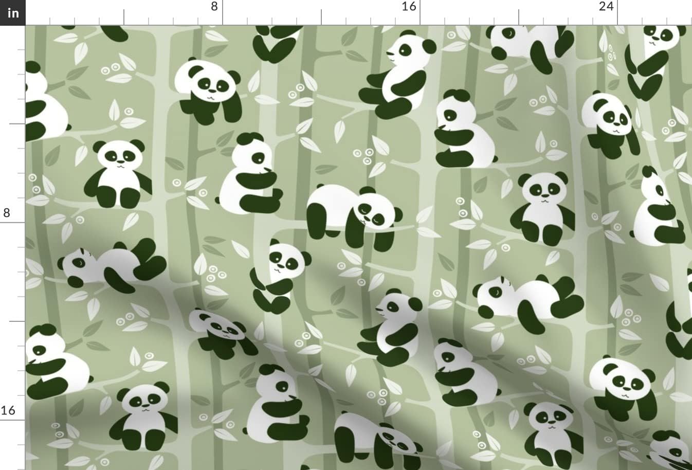 Spoonflower Fabric - Panda Forest Kids Animals Bear Army Green Monochrome Jungle China Printed on Minky Fabric by The Yard - Sewing Baby Blankets Quilt Backing Plush