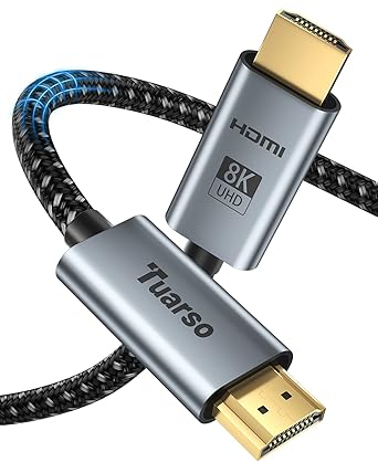 Tuarso 8K 48Gbps HDMI to HDMI Cable , 3 Meter High-Speed Braided HDMI Cable( 8K@60HZ?4K@120HZ?2K@240HZ ) HDMI 2.1 Cable Compatible with Monitors,Television,Laptops,more with HDMI Ports Device-Gold