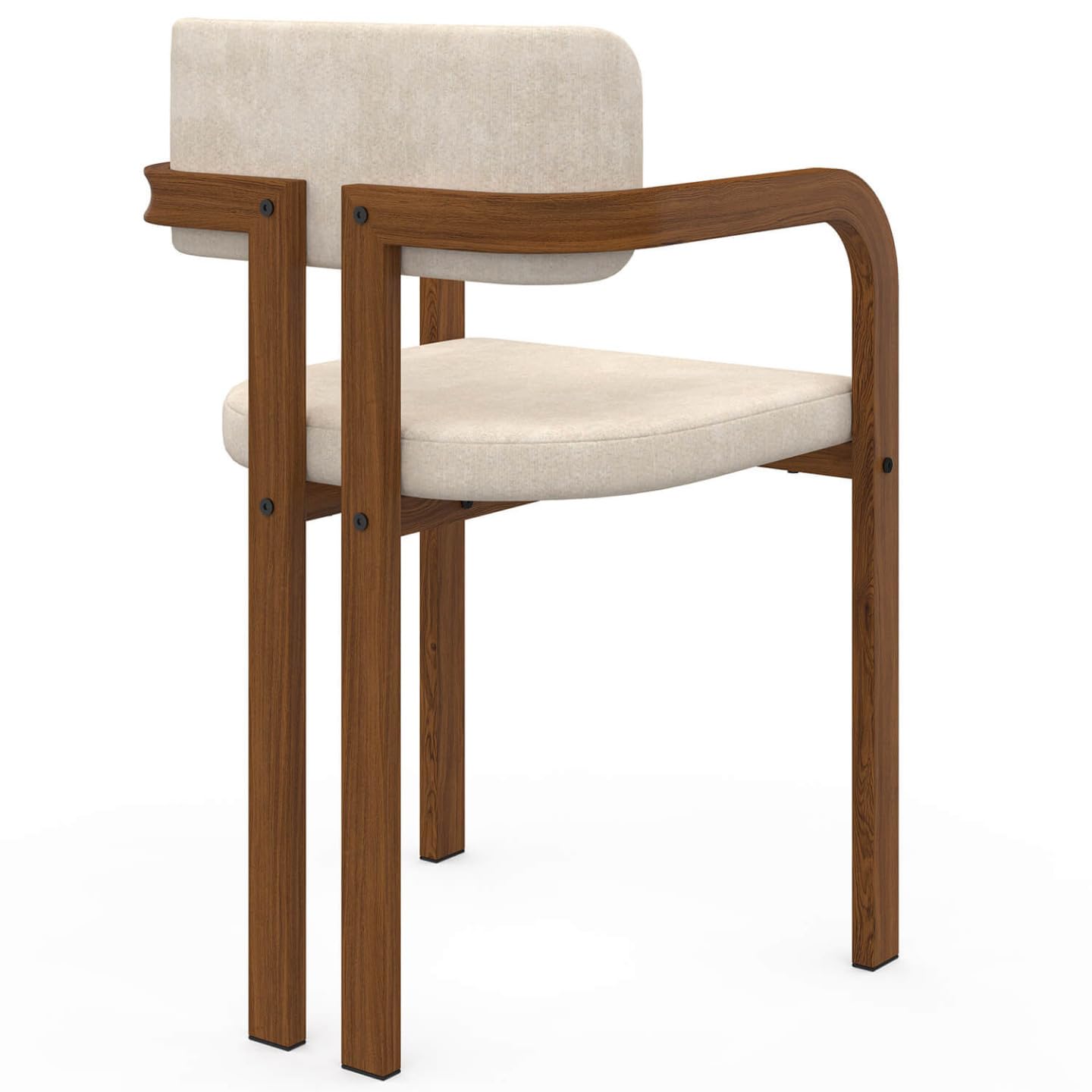 IDMarket - Set di 4 sedie da pranzo ESMA in metallo effetto noce e tessuto di ciniglia beige con braccioli