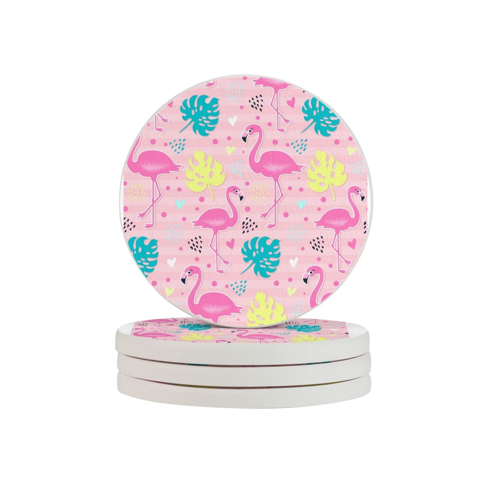 Dessous de verre en diatomite flamant rose anti-tache de condensation pour table en bois