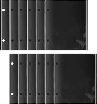 12 Pieces Black Flip Folio Marching Band Music Files Holder Folder Pages Sheet 7.3 x 6.3 Inches PVC Waterproof Window Pages Musical Folder With 2 Holes for Music Files