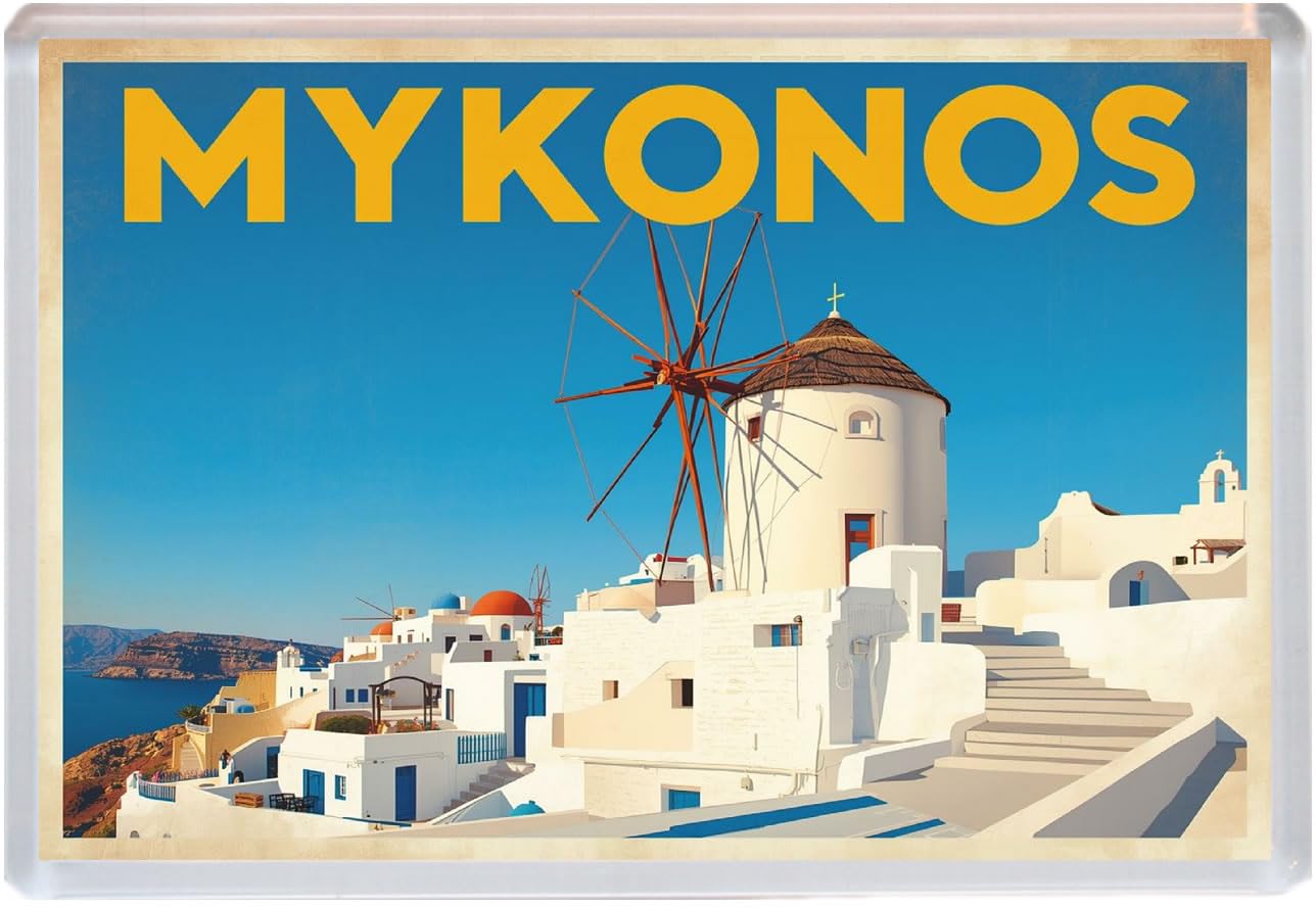 Baked Bean Store Multicolor Mykonos - Greece - Jumbo Artistic Fridge Magnet 96 X 67Mm Bbsfhm3022