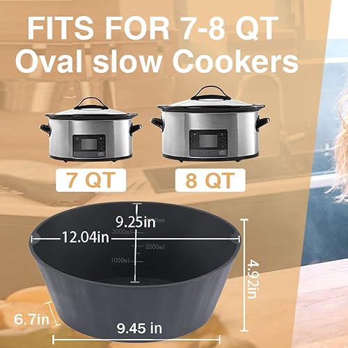 Miniatura 7 de Crock Pot Liner - Revestimiento ovalado de silicona de grado alimenticio para olla de cocción lenta, reutilizable y a prueba de fugas, apto para