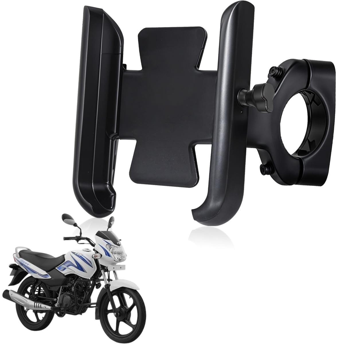 WHIPONE CNC Metal Bike Mobile Holder Compatible for TVS Sport, 360° Rotation Phone Mount Cradle for Bicycle & Motorcycle, Handlebar for All Smartphones, Anti-Slip, Full Grip (Black)-picture-24