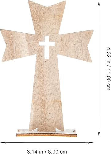 Miniatura 2 de ABOOFAN 20 piezas de cruces de madera para manualidades, cruces de madera católicas, letreros de mesa para bautismo de primera comunión, centros de
