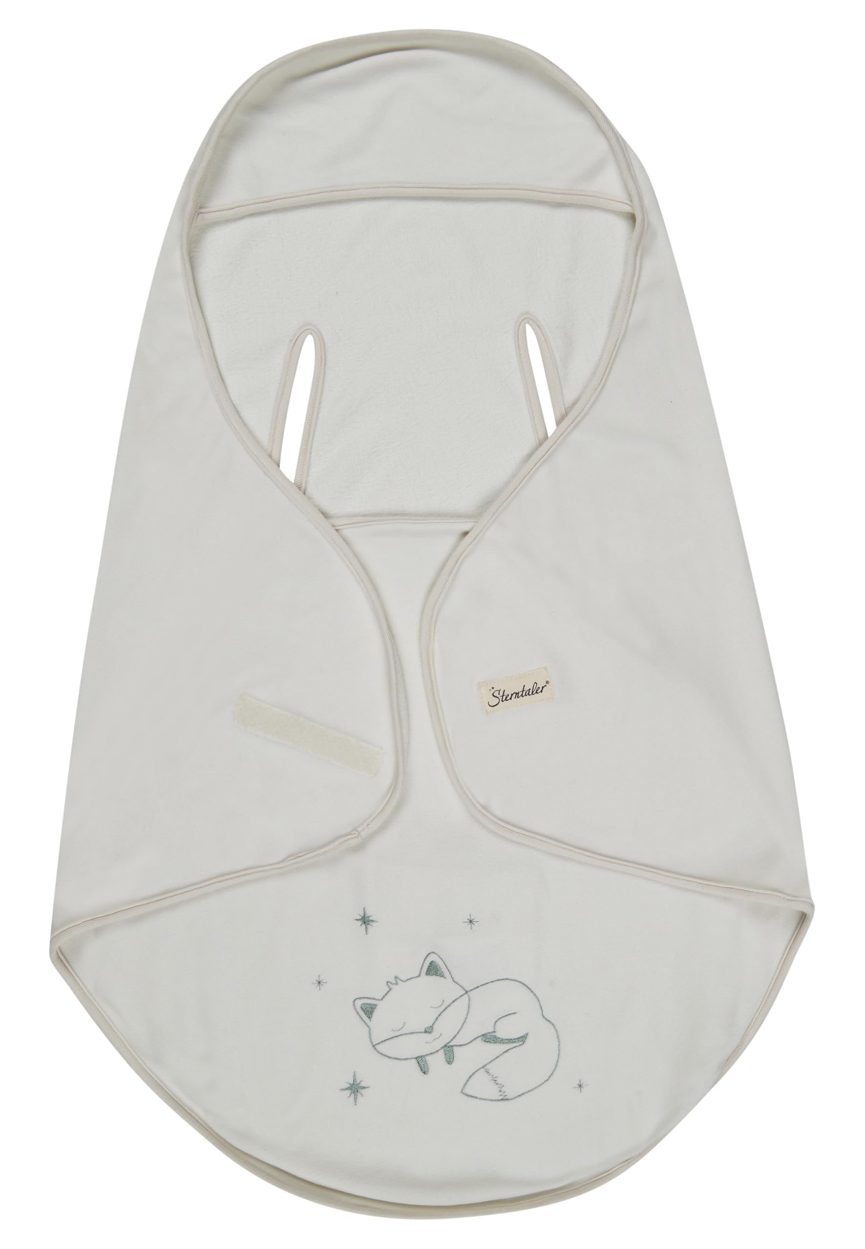 Sterntaler Einschlagdecke Fuchs Filou 80x90cm - kuscheliges Microfleece - mit feiner Stickerei - integrierte Gurtschlitze & Klettverschluss - ideal für Babyschale - Kuscheldecke - ab Geburt, lichtgrau