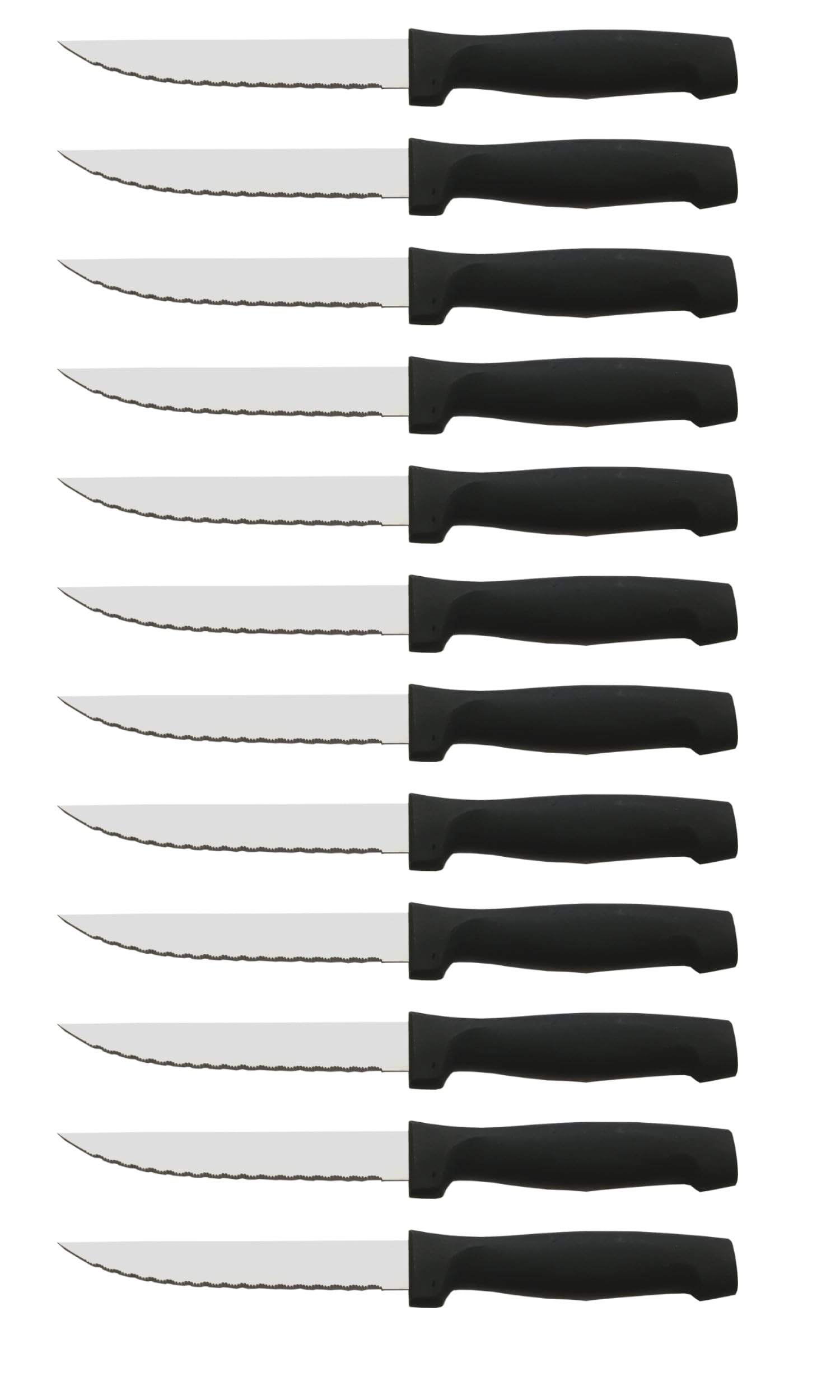 Cuchillos de Mesa Acero Inoxidable – Set Profesional 12 Piezas con Hoja Serrada de 11 cm y Mango Ergonómico Antideslizante – Para Carne, Verduras y Pescado