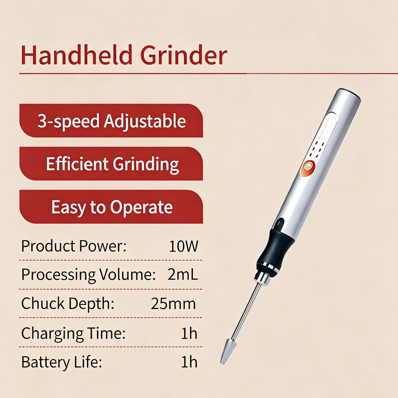 Molinillo De Tejido Manual, Homogeneizador Eléctrico Portátil, con Ajuste De 3 Velocidades, Mortero De Acero Inoxidable para Microtubos De 2 Ml, Preparación De Muestras De Laboratorio