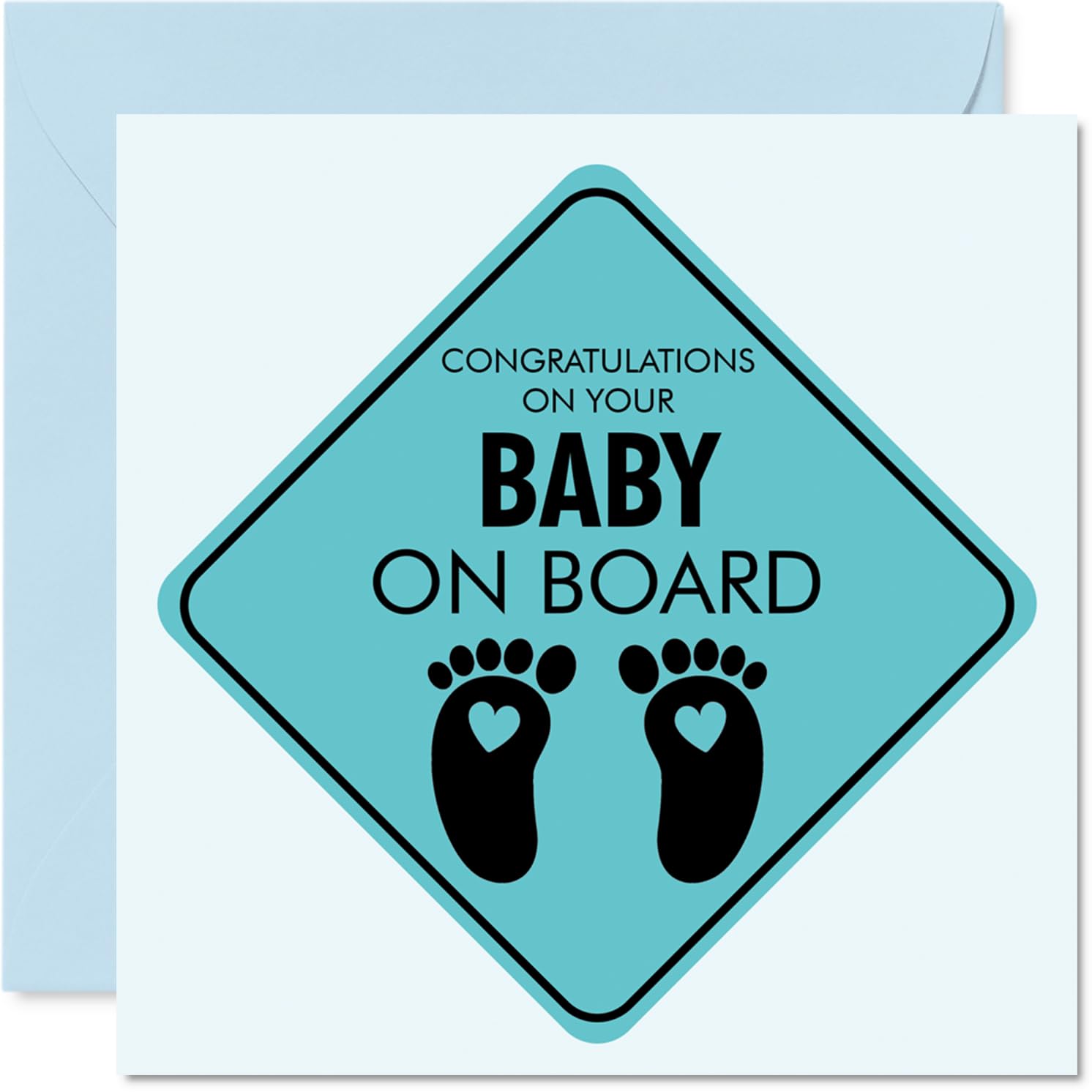 New Baby Boy Card - Baby on Board - Well Done Congratulations Card for Friends Family Colleague Neighbour, 145mm Welcome To The World Greeting Cards