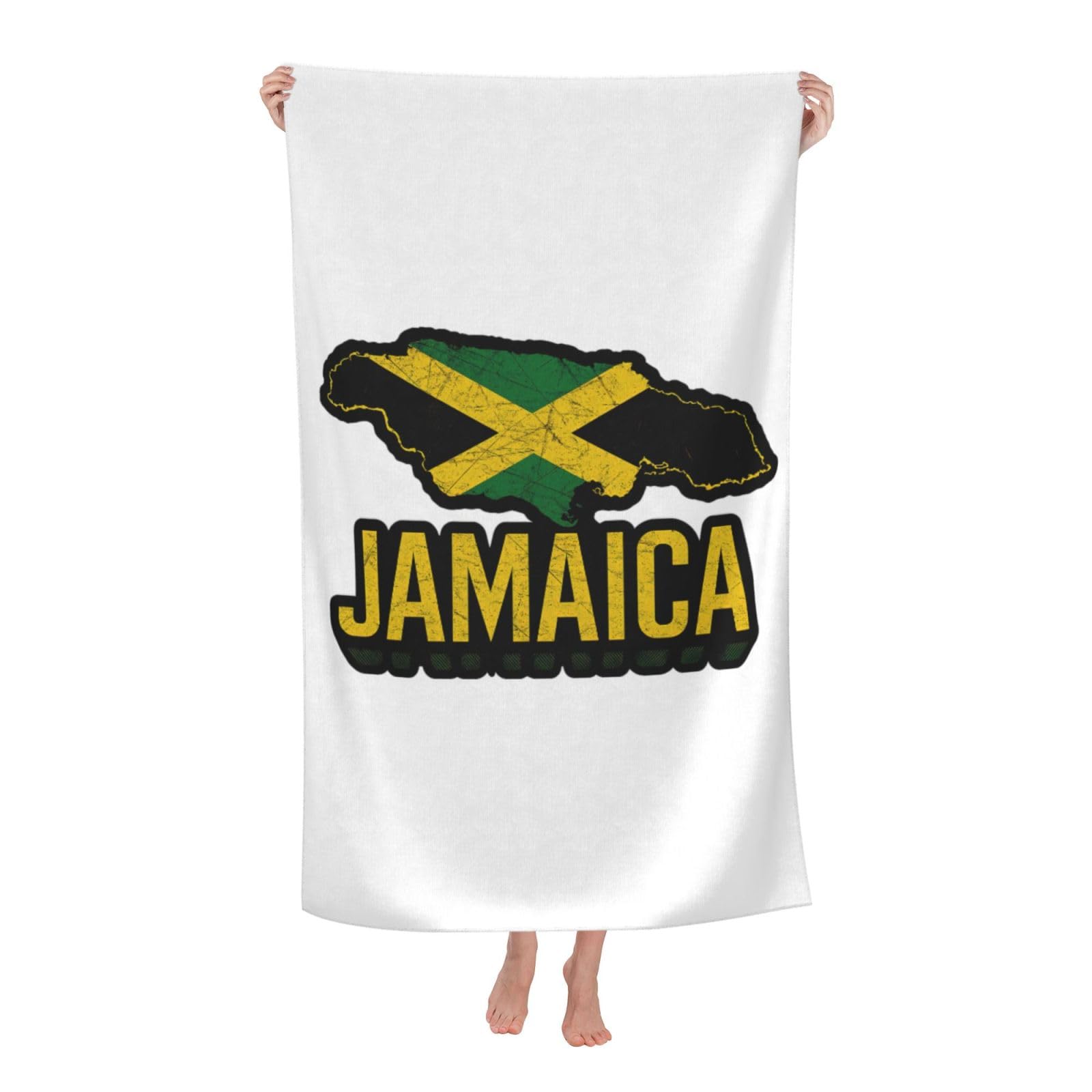 pojknbv Jamaica Map Outline Print Oversized Adult Beach Towel Quick-Dry Comfortable Lightweight Travel Pool Camping
