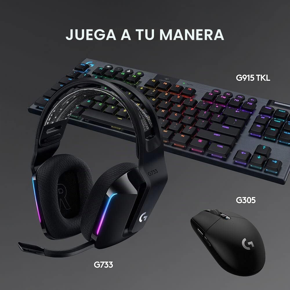 Logitech G733 LIGHTSPEED Auriculares con Micrófono Inalámbricos para Gaming con Diadema con Suspensión, LIGHTSYNC RGB