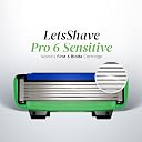 LetsShave Pro 6 Sensitive Manual Shaving Razor Blades Refills (Cartridge), Pack of 8, World's First 6-Blade & Precison Back Blade with Argan Oil & Aloe Vera Infused Moisture Bar, Blades for Men gallery image