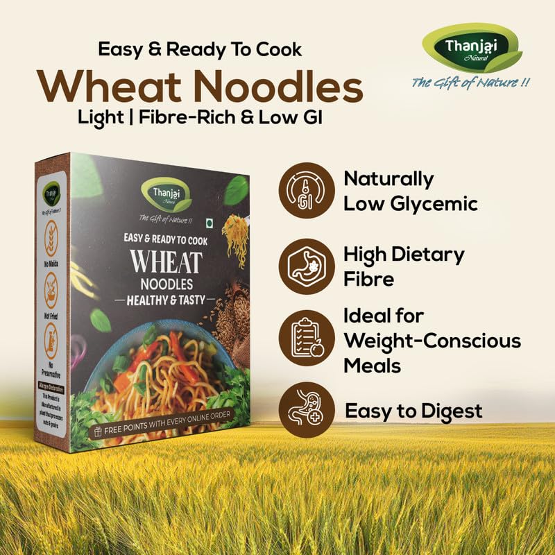 Image of Thanjai Natural Wheat Noodles 180 Grams X 7 (1260 Grams) of Homemade Natural Noodles( No Preservatives, No Chemicals, No Artificial Extract)