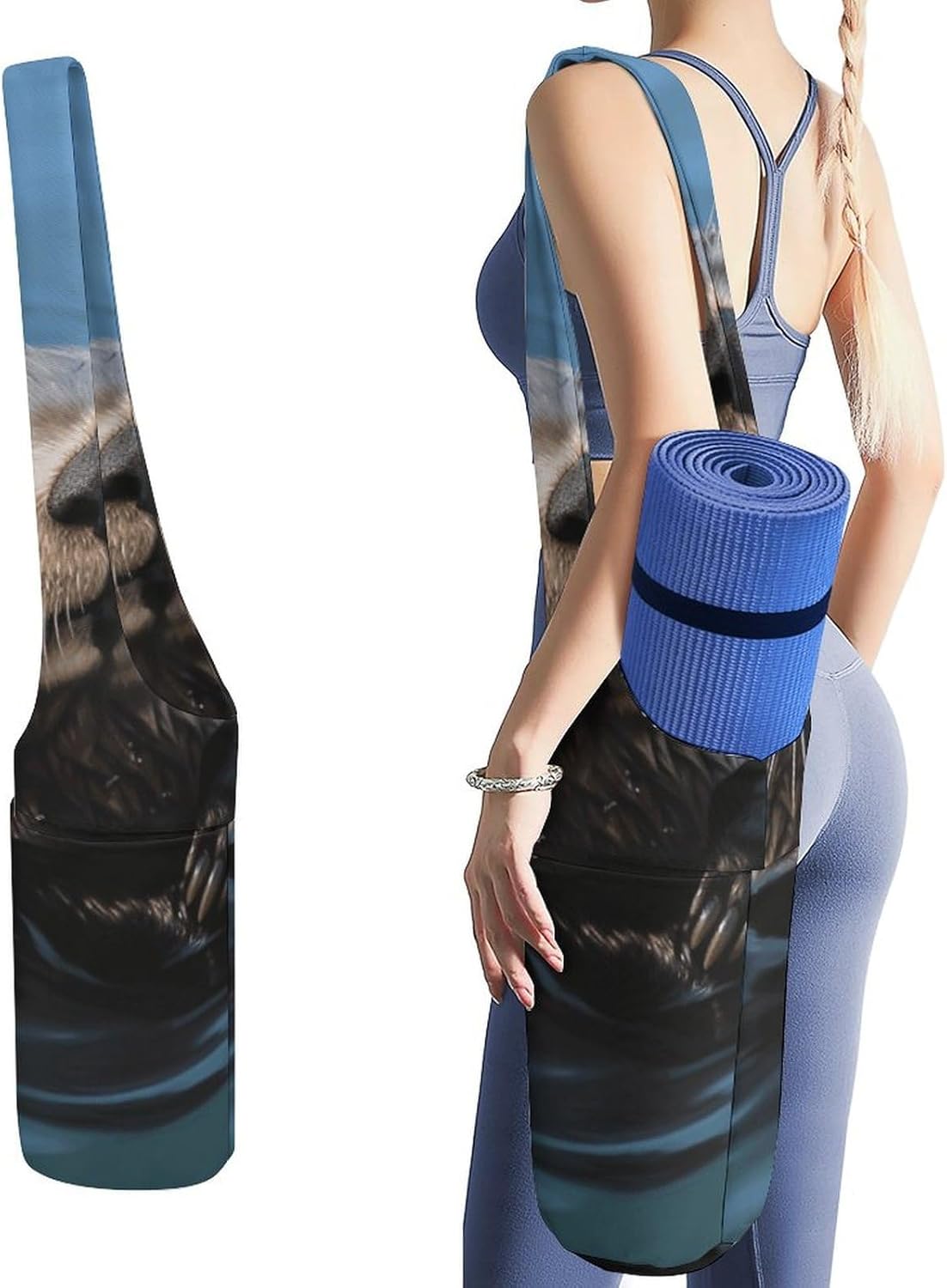 Sea Otter Yoga Mat Bag Yoga Backpack Multi Pocket Exercise Yoga Mat Carrier Multi-Functional Storage Bag for Pilates Beach Travel And Everyday Use