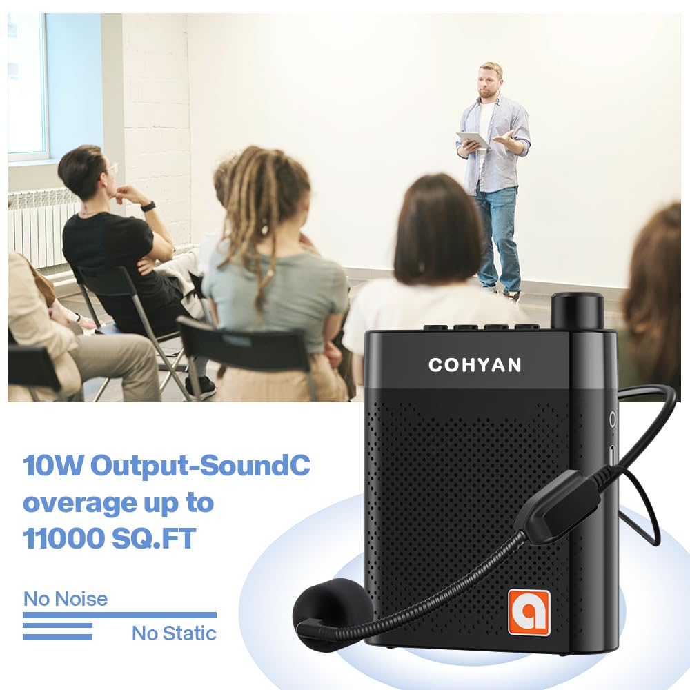 Amplificateur de voix portable pour enseignants, microphone, haut-parleur mégaphone rechargeable avec amplificateurs de puissance de lecture AUX pour salle de classe, entraînement, réunion