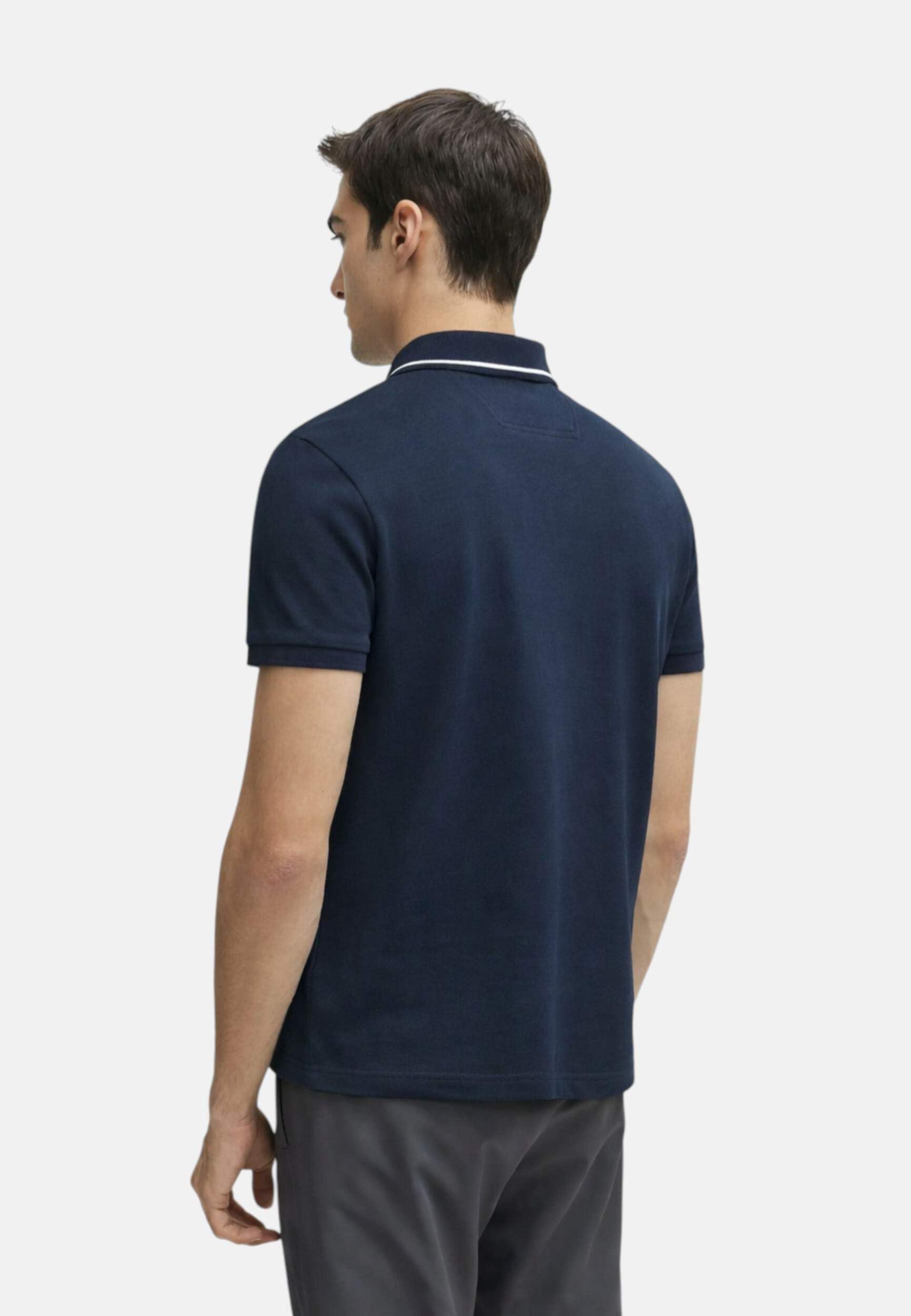 SUN68 Uomo Polo con Dettagli A Contrasto in Cotone Navy Blue