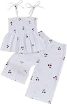 Toddler Baby Girls' 2pcs Outfits Solid Color Sleeveless Tunic Top Boho Linen Pants Set Girls Summer Clothes