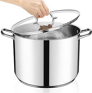 E-far 24-Quart Large Stock Pot, Stainless Steel Stockpot with Lid for Bo...