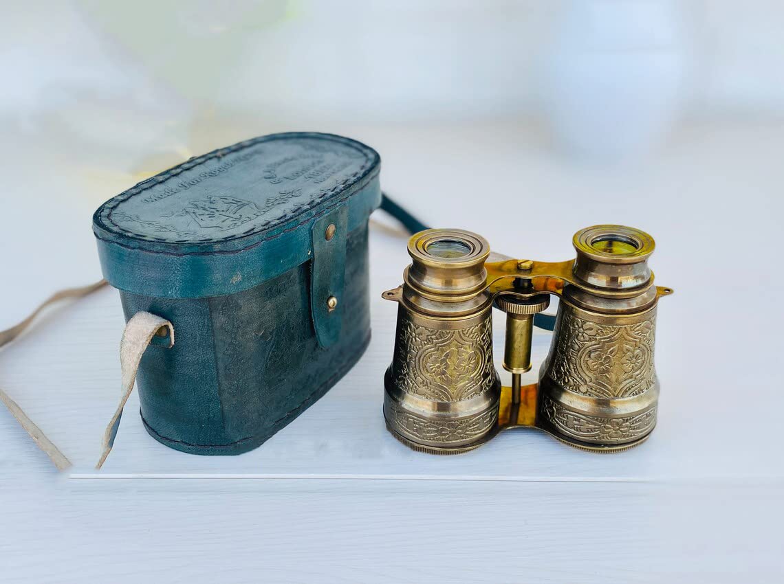 M.A & SONS Functional Brass Binocular spyglasses Nautical Binocular with Leather case
