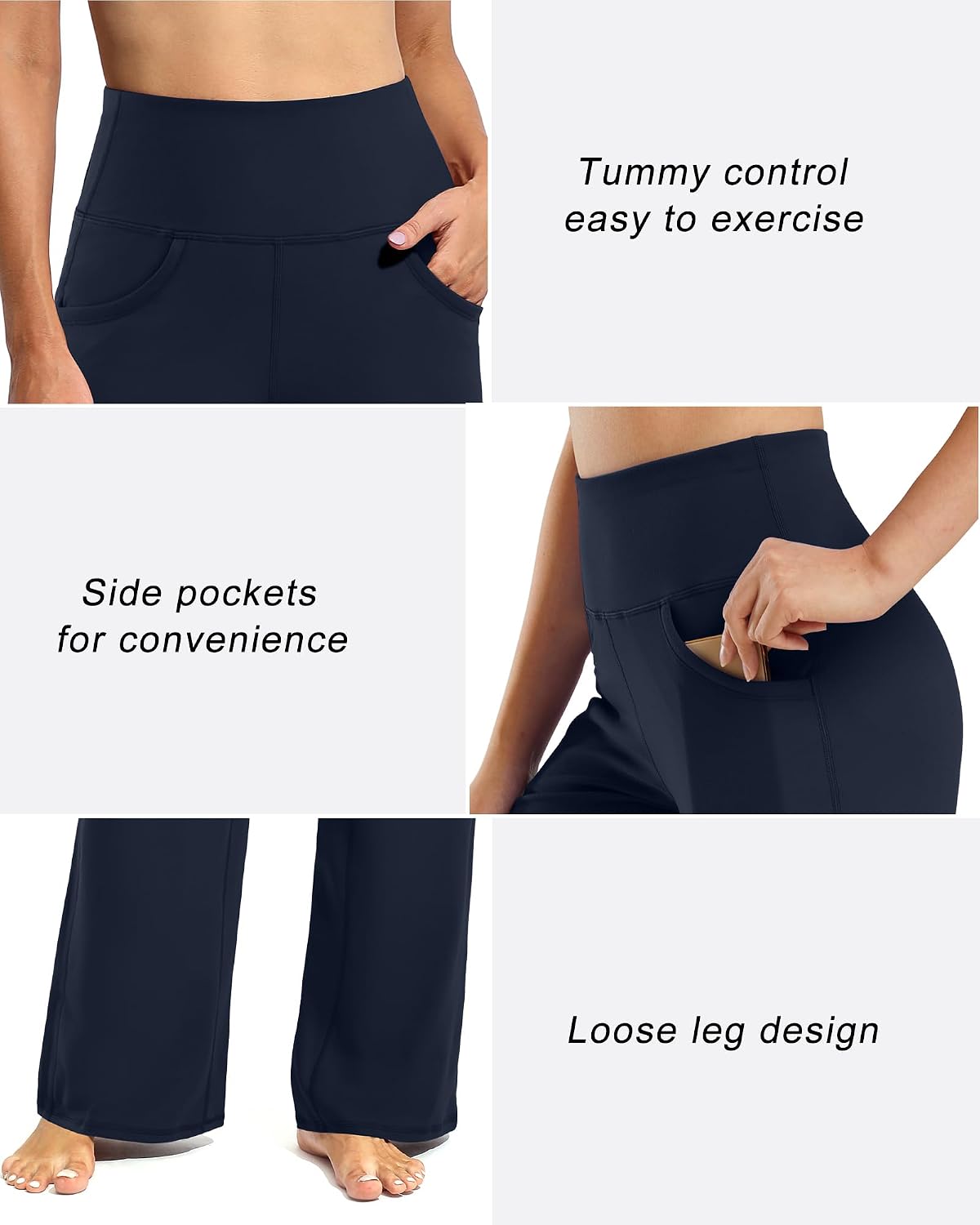 Promover Wide Leg Pants for Woman Yoga Pants with Pockets Stretch image 4