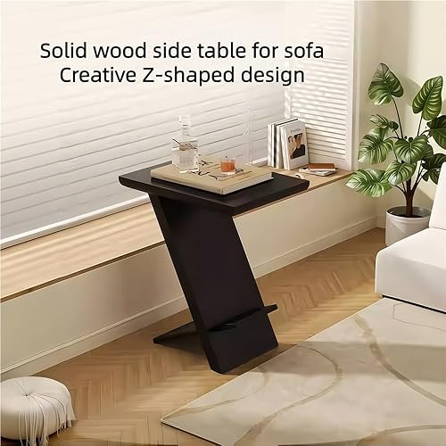 Miniatura 3 de Modern Wooden Side Table, Z-Shaped Nightstand, Sofa TableEnd Tables for Living Room, Bedroom, Balcony