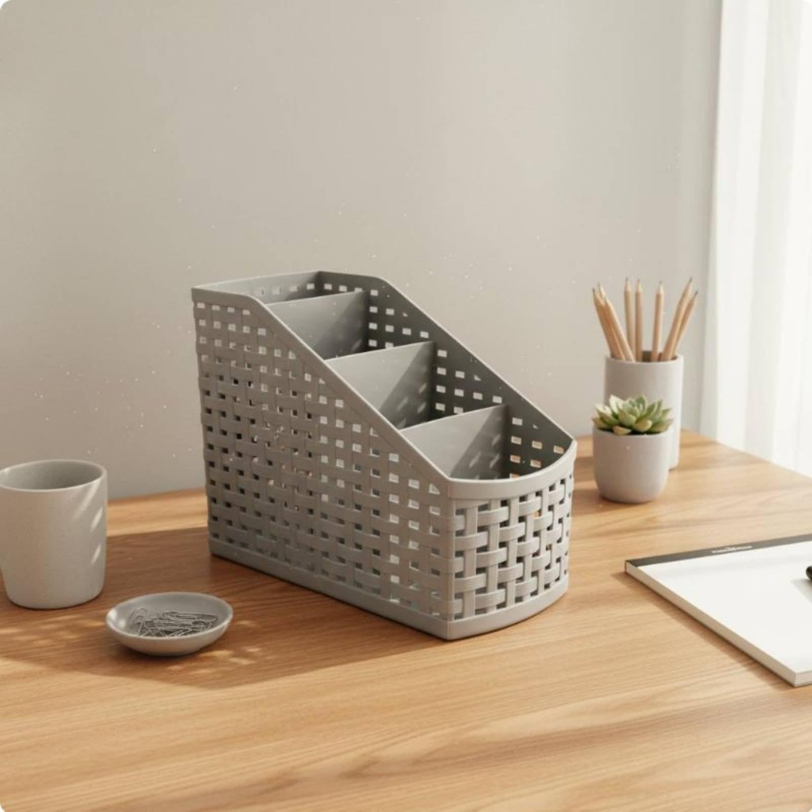 Set di 6 Portapenne Da Scrivania in Plastica PP, Organizer Da Tavolo, Portaoggetti per Penne, Salvaspazio, Design Inclinato, Ideale per Postazioni di, 6 pezzi