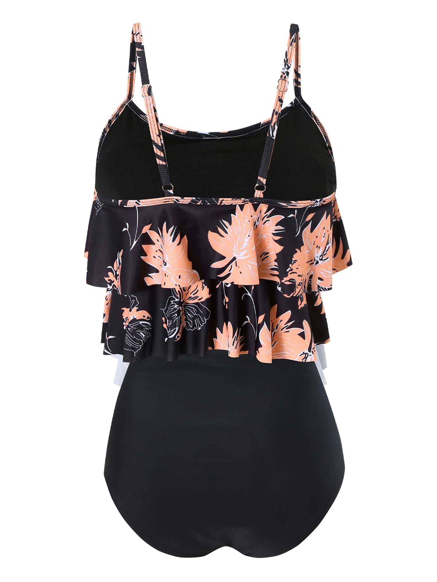 Costume da Bagno da Donna a Due Pezzi a Vita Alta Tankini Set Costume da Bagno con Volant Arricciato