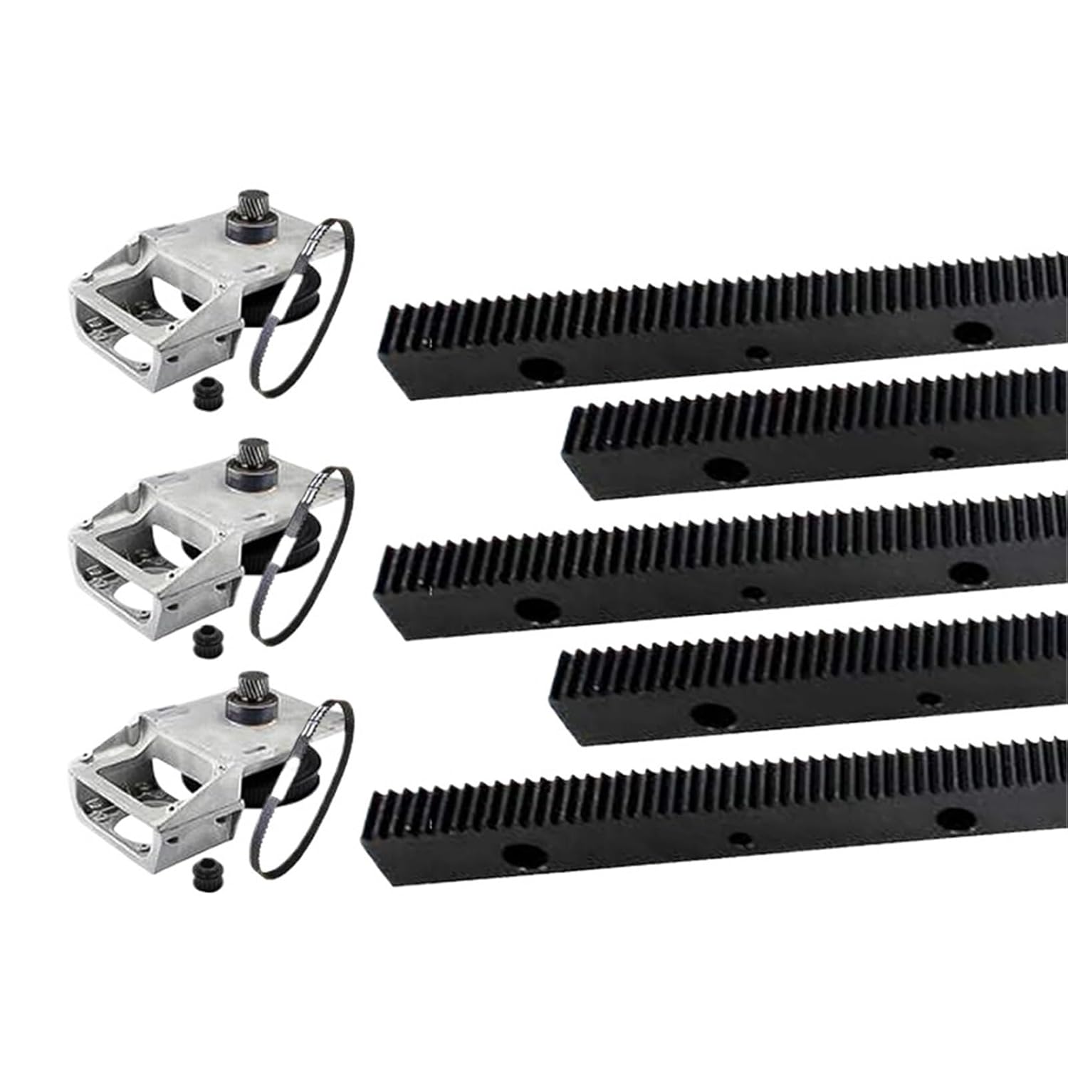 1.25Mod Modulus CNC Gear Rack Helical Teeth 1400mm Engraving Machine +Reducer Set with Pulley Belt Oblique 1Pcs(Straight no Harden,Hole12.7 Long Shaft)