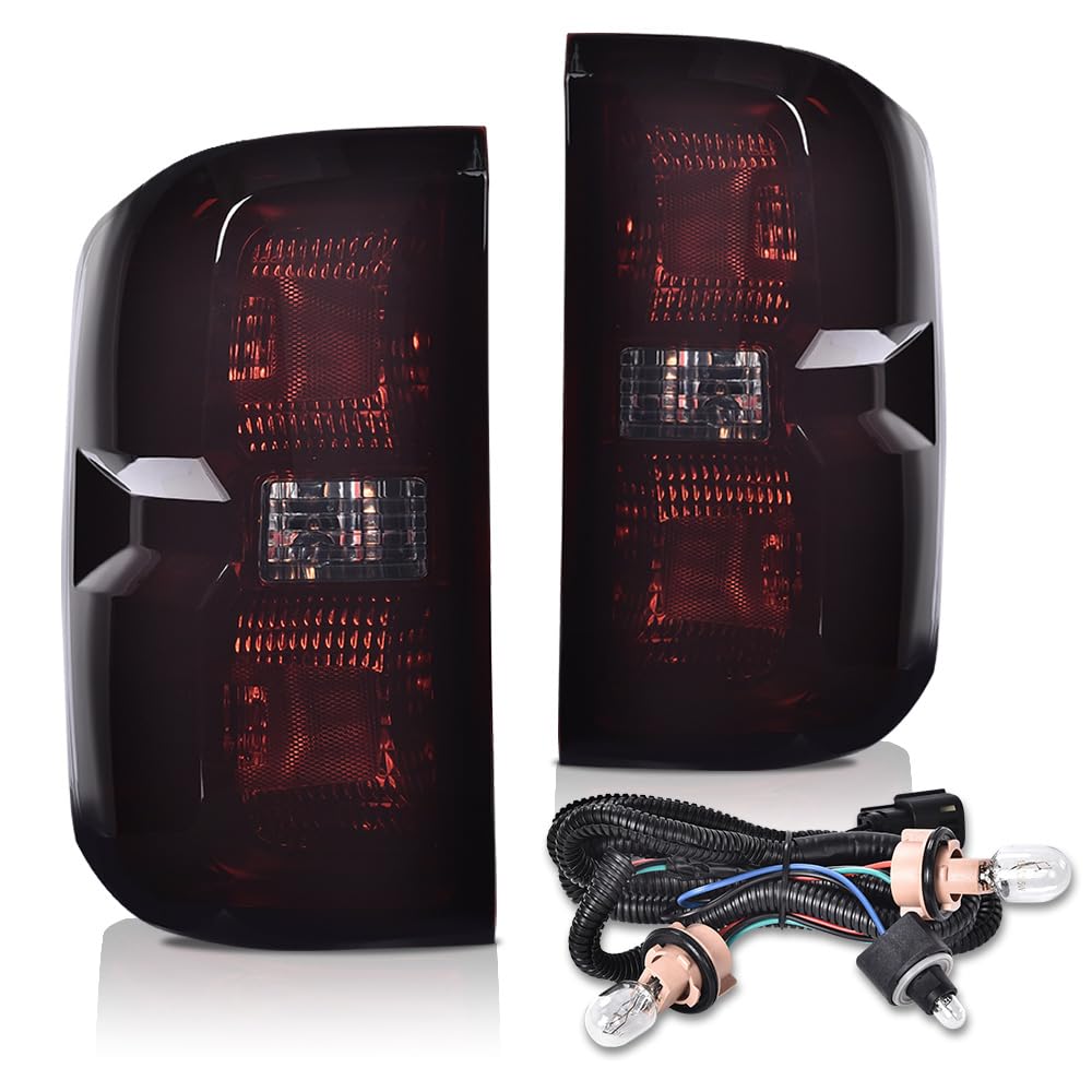CNNELL Tail Lights Assembly Rear Lights Compatible With 2016-2019 Chevy Silverado 1500 2500 HD, Fit GMC Sierra 3500 HD with Dually Wheels Pair Smoky