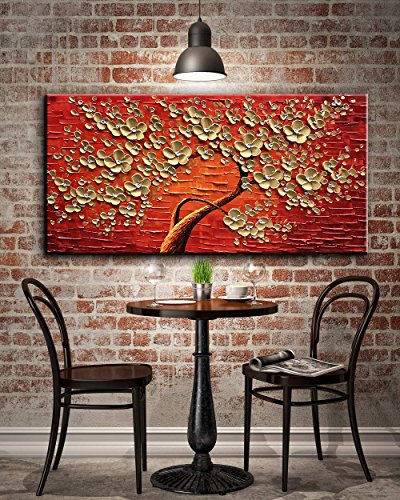 Baccow Abstract Oil Paintings 2448 3d Gold Red Artwork For Wall Decor Flower Paintings Palette Framed Wall Art For Living Room Bedroom Dining Room Office Kitchen Home Decotation Pictures Buy Online In