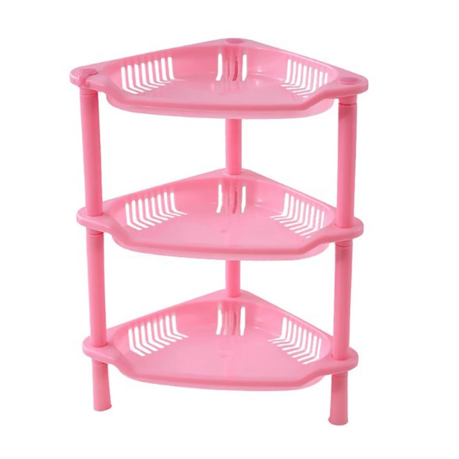 Typutomi 3 Tier Shower Caddy Organizer Shelf Corner Pink Plastic Countertop Shelf Multifunctional Hollow Out Desktop Rack Cosmetic