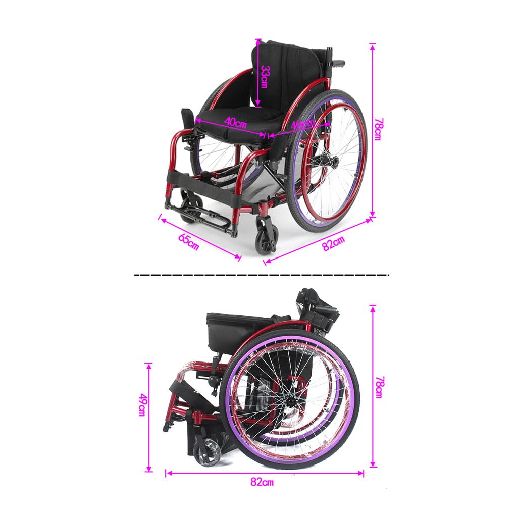 SYALEO Ocio Deportes Silla de Ruedas Aleación de Aluminio Silla de Ruedas Manual Ligera Plegable Autopropulsada Silla de Ruedas Silla de Transporte Ayuda de Movilidad para Ancianos discapacitados