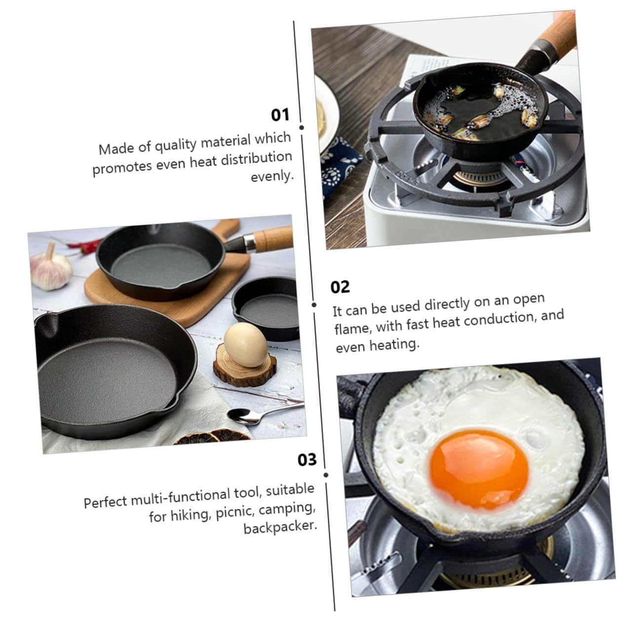 TOYANDONA Kleiner Bratpfanne aus Eisen für Camping und Backpacking, Schwarz