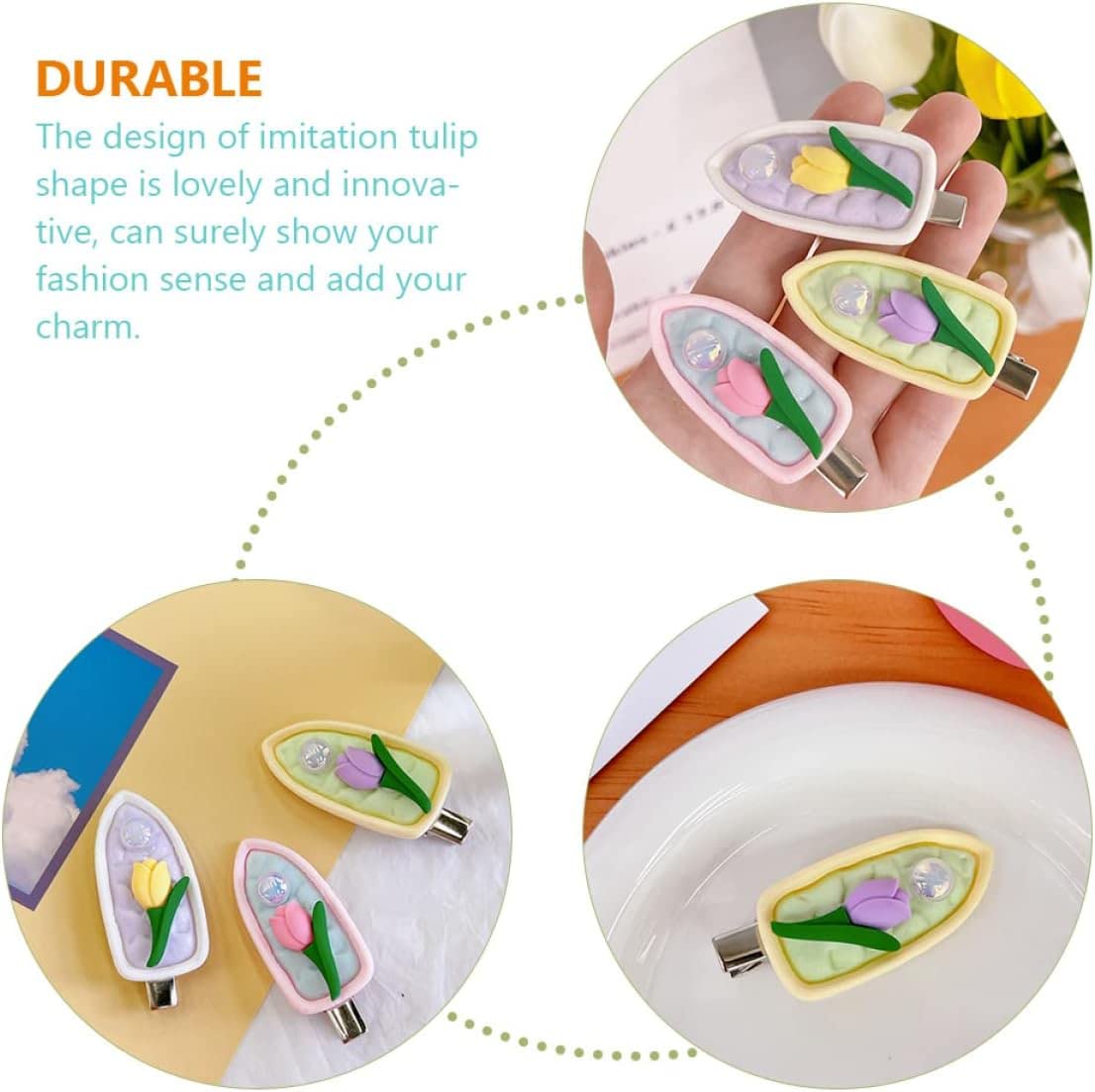 Szpilki do włosów Spinki do włosów dla kobiet, 15 szt. Symulowane spinki do włosów z kwiatem tulipana kwiatowe spinki do włosów małe metalowe spinki do włosów Barrettes, Girls Spinki do włosów, (Colo