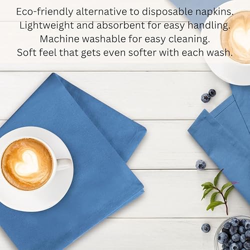 Miniatura 7 de Urbana Cotton Juego de 12 servilletas de tela de cocina de primera calidad, 100% algodón, suaves y duraderas, ideales para comedor, restaurante,