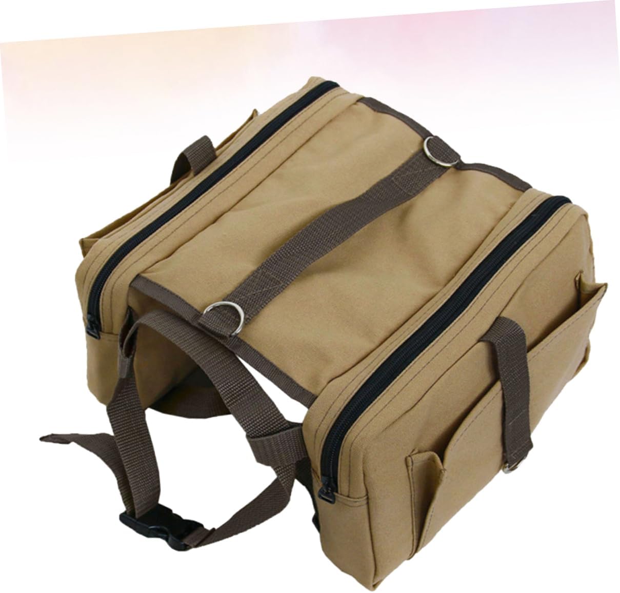 SUPVOX Pet Dog Outdoor Sports Backpack Adjustable for Hiking Camping Lightweight Breathable Canvas Bag Side Pockets for Snacks Essentials Khaki