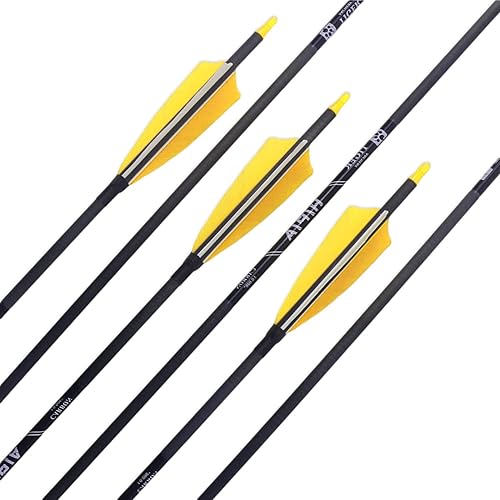 Miniatura 4 de Flechas de caza de carbono de 30 pulgadas, flechas de práctica de tiro con tiro con arco recurvo y arco compuesto (paquete de 12)
