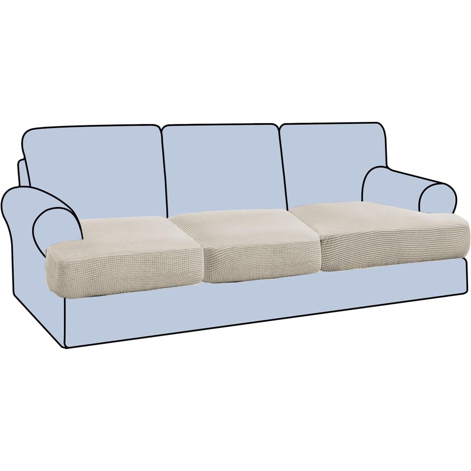 Housse de canapé extensible 3 places avec bandes élastiques lavables