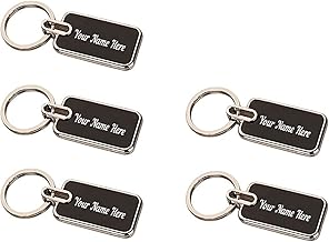 Personalized Premium Metal Key Chain With Name Engraved, Ideal For Gifting On Any Special Occasion (Pack Of 5, Black)