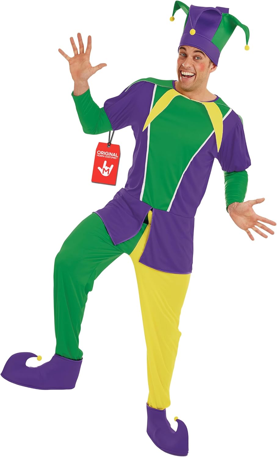 fun shack Adult Jester Costume Men, Mardi Gras Costume Men, Court Jester Costume Men, Jester Halloween Costume Men