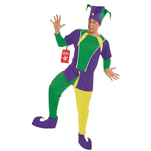 fun shack Adult Jester Costume Men, Mardi Gras Costume Men, Court Jester Costume Men, Jester Halloween Costume Men