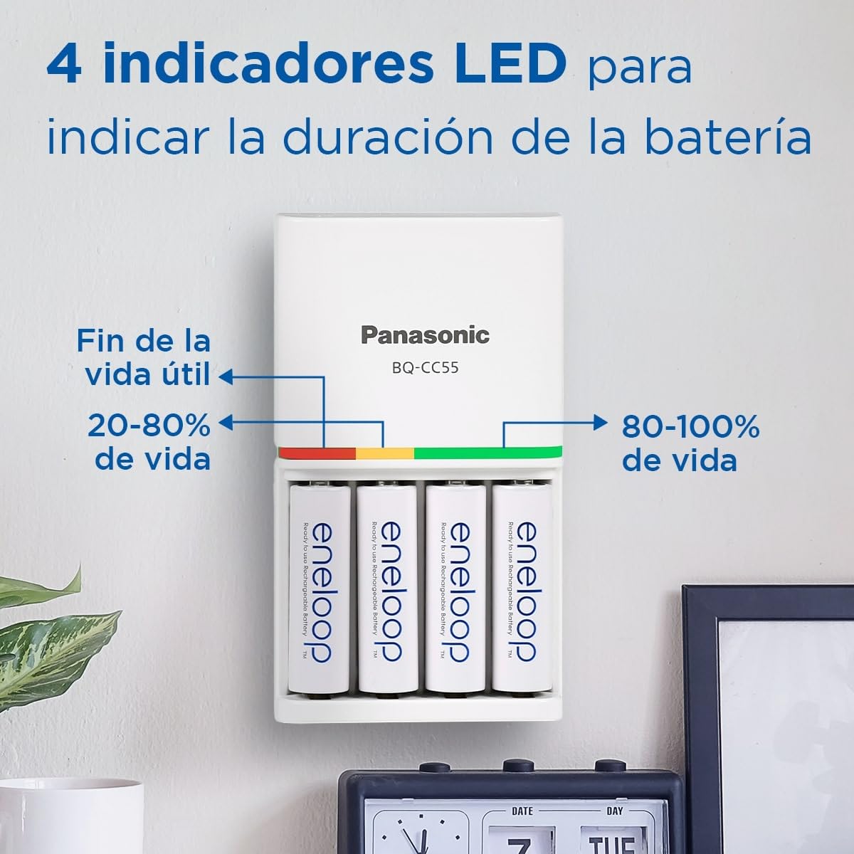 eneloop SmartPlus. Cargador para 1 a 4 pilas AA/AAA Ni-MH con 10 funciones de seguridad.