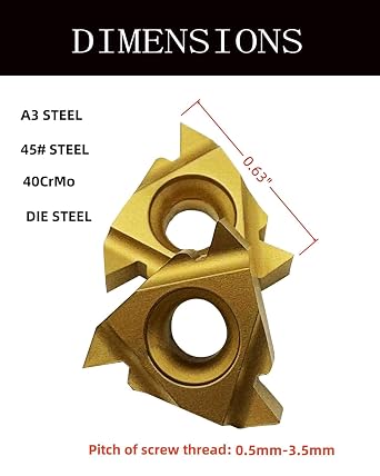 Threading Carbide Inserts 16IR 16ER AG60 with Threading Tool Holder for Steel