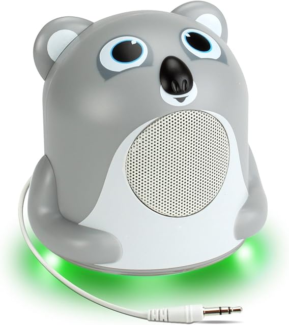 GOgroove Portable Music Player Stereo Speaker with Cute Animal Design and Glowing LED Night Light for Kids, Toddlers, Babies - Compatible with Mobile Phones, Tablets, MP3 / MP4 Players and More