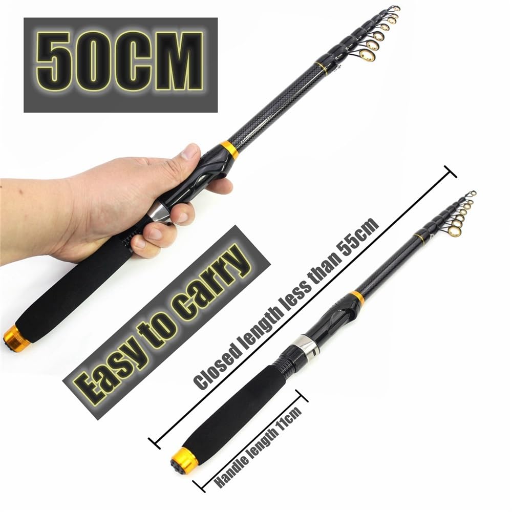 Canna da pesca, Canna da pesca portatile in carbonio mini - ultra corta for mare/Luya for carpe e pesci neri