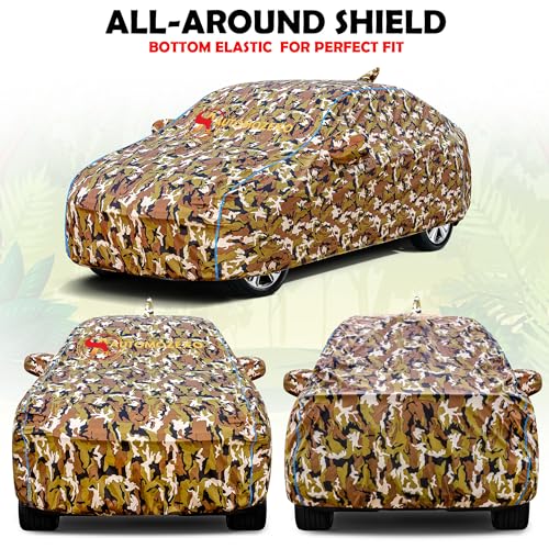 Image of Toyota Glanza 100% Waterproof Car Cover for All Weather Protection with Mirror & Antena Pocket Inner Cotton Triple Stitched Cover with Adjustable Belt Bottom Elastic to Secure Fit -Jungle